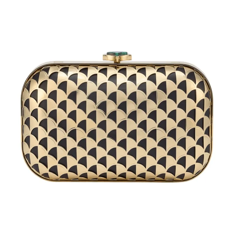 BVLGARI Metal Clutch Women's Black & Gold-1