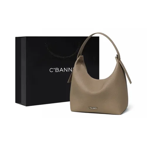 C°BANNER Cow Leather With Synthetic Leather One Shoulder Crossbody Portable Pillow Bag Regular Women's Khaki