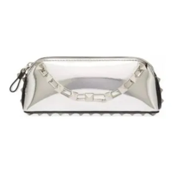 Valentino Calfskin Clutch Mini Women's Silver