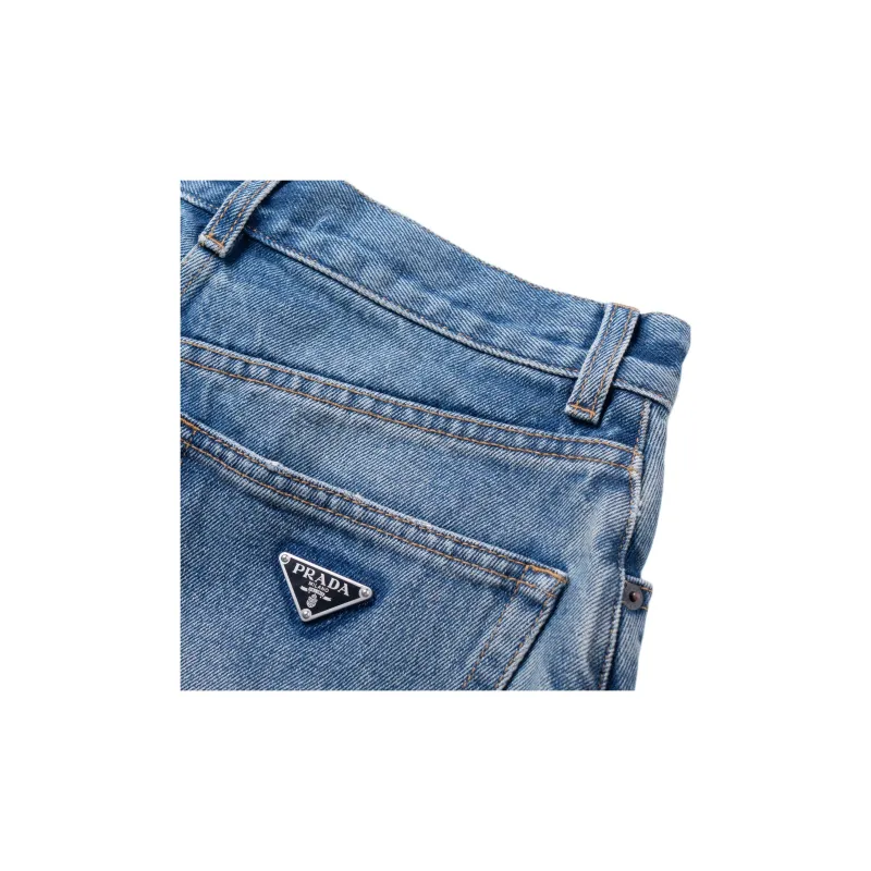 PRADA Triangle logo Denim Shorts-7