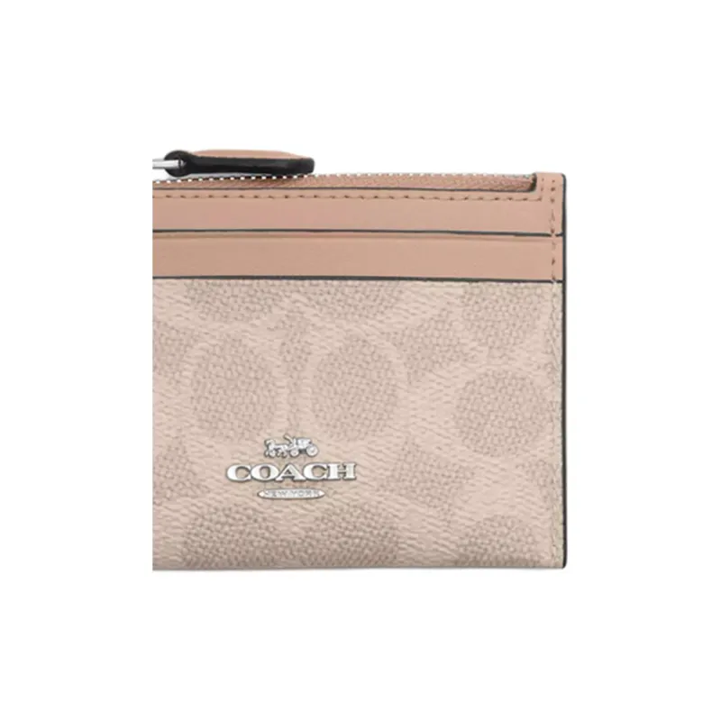COACH Mini Id Skinny Coated Canvas Card Holder Mini Women's Sand-4