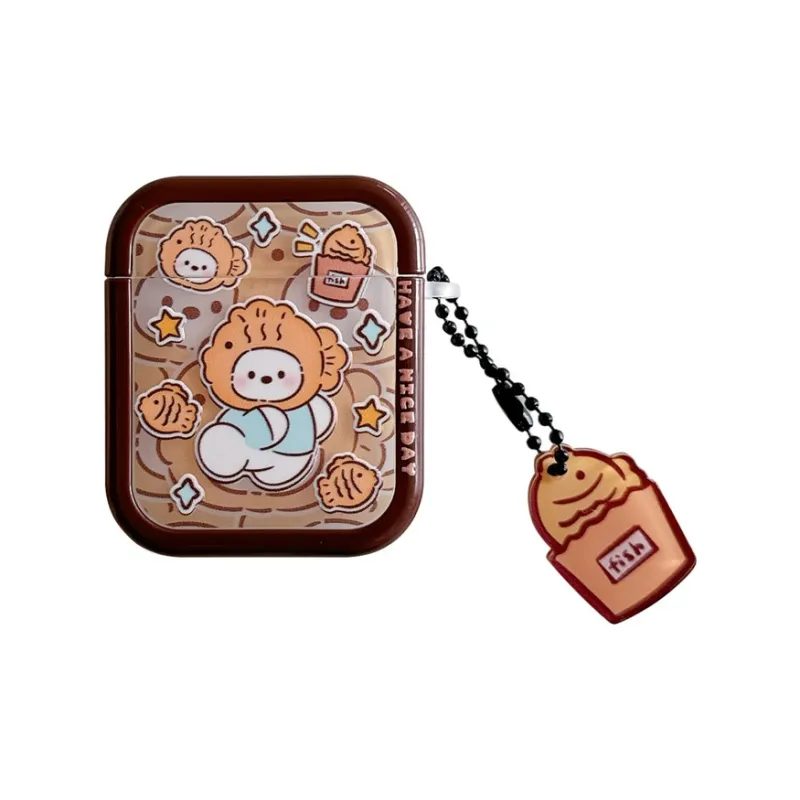 Kona Chun Compatibility With AirPods 2/1/3/Pro 2 TPU Takoyaki Cartoon Puppy High Quality Fully Enclosed Headphone Cases-1