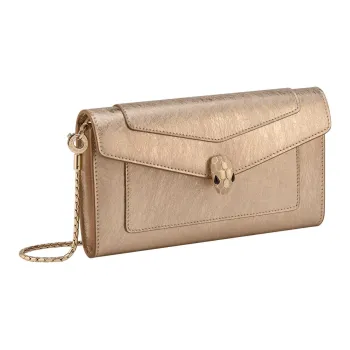 BVLGARI Serpenti Forever Calfskin Wallet Women's Light Gold