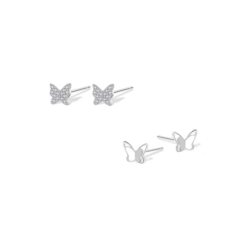 KUMET Sterling Silver Stud Earrings Women's Couple Birthday Anniversary Gift-0