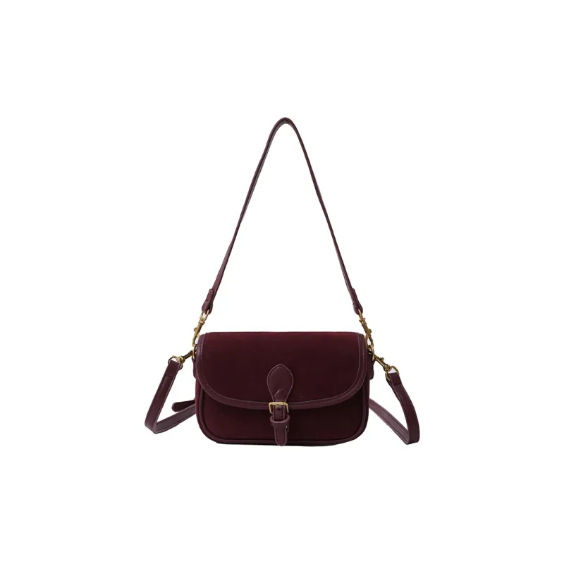 HCXK Suede Crossbody Handbag, Shoulder Bag Women's Blue/Coffee-5
