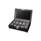 10 Watch Slot Black Microfiber Leather+Gray Fleece[Window+Key]