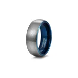 Plain Band Ring in Silver+Blue (Width 8mm)