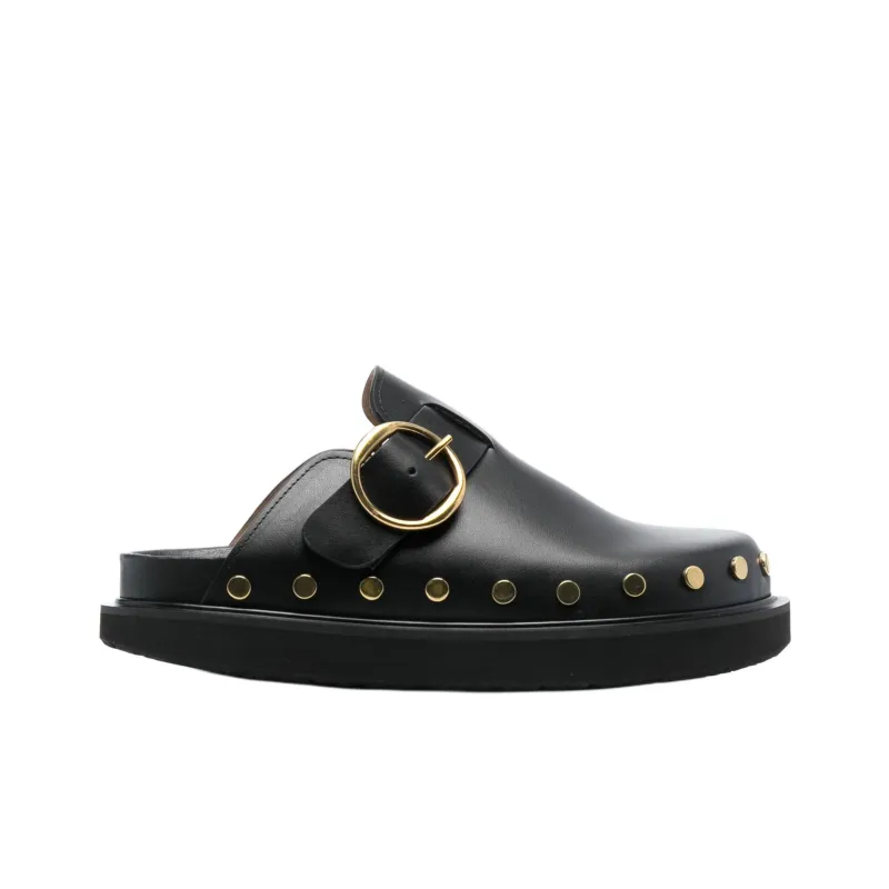 ISABEL MARANT Stud-detailing Flat Leather Mules-1