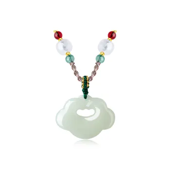 Lao Feng Xiang Hetian Jade Necklaces Green Jade Women's