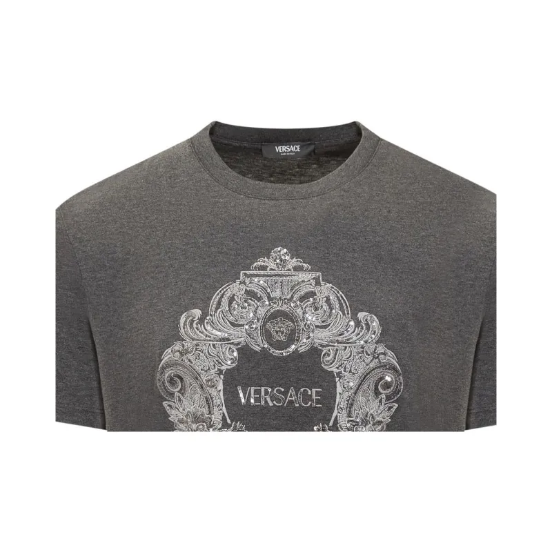 VERSACE Cartouche Embellished Crewneck T Shirt-2