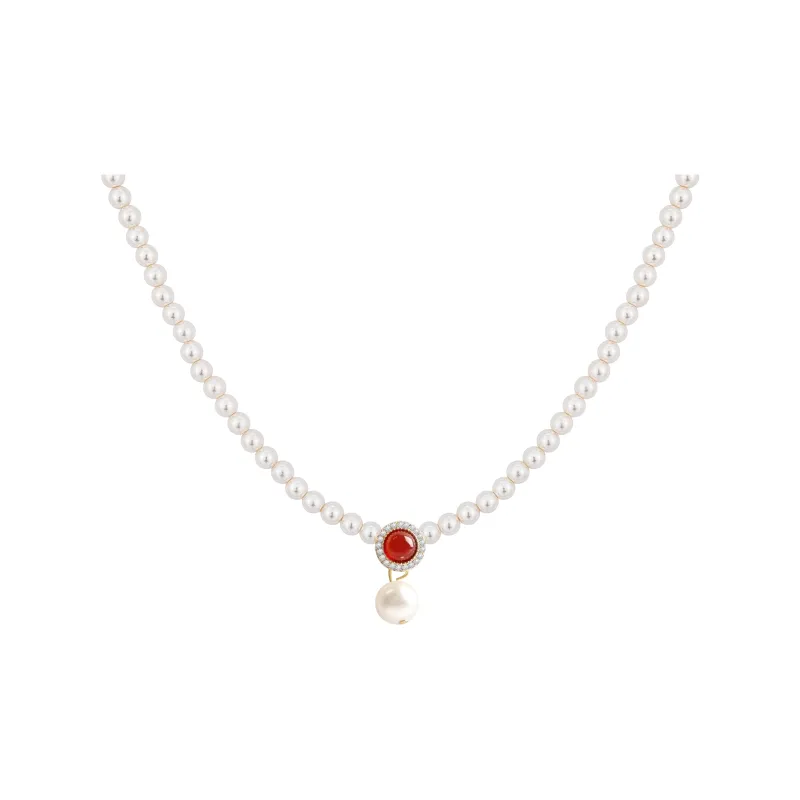 KEYS VIA Copper Alloy Faux Pearl Agate Synthetic Cubic Zirconia Necklaces Women's-0