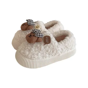 Thin Strips Cotton Slippers Women's, White