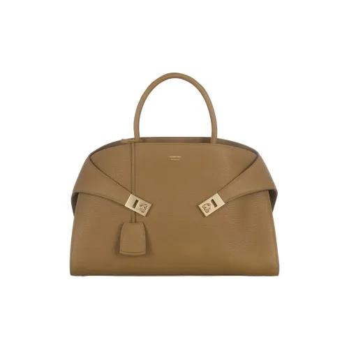 FERRAGAMO Leather Shoulder Bag, Crossbody Bag, Handbag Women's Khaki