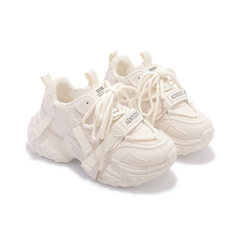 SNXR Anti-Slip Wear-Resistant Waterproof And Breathable Low-Top Chunky Sneakers Women's Beige-119