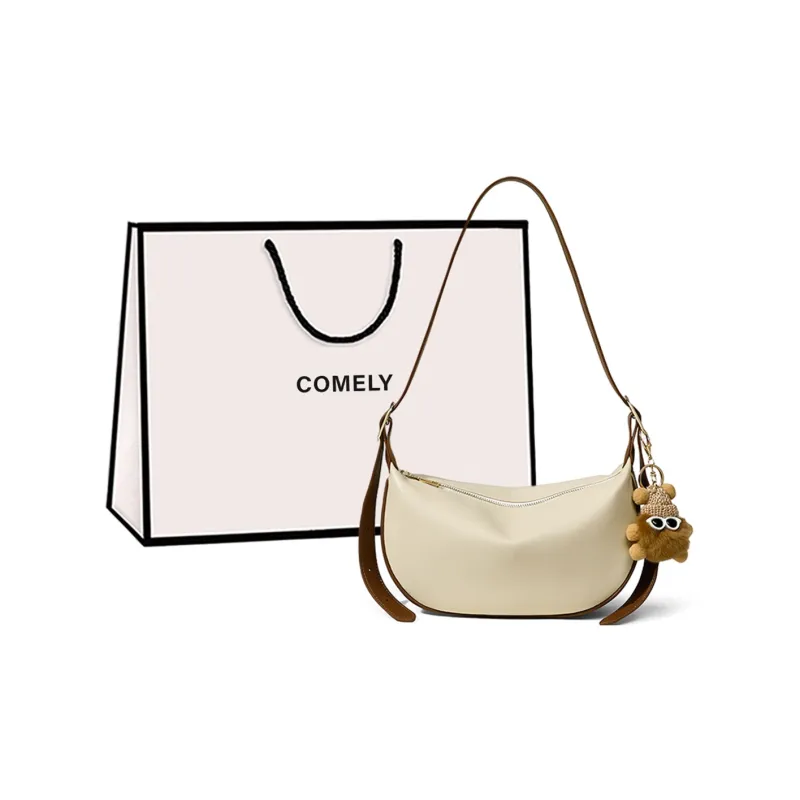 COMELY Cow Leather With Synthetic Leather Shoulder Bag Regular Women's Cream Apricot/Caramel-0
