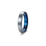 Plain Band Ring in Silver+Blue (Width 4mm)