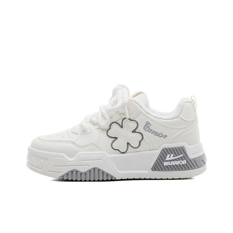 Warrior Warm Anti Slip And Wear Resistant Low Top Skateboard Shoes Women's White Light Gray-0