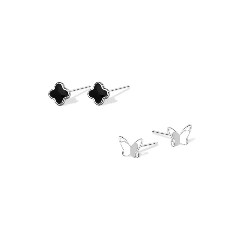 KUMET Sterling Silver Stud Earrings Women's Couple Birthday Anniversary Gift-0