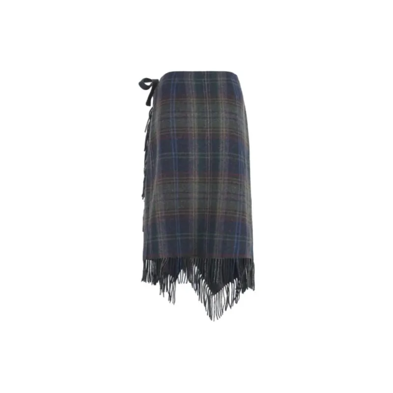 Polo Ralph Lauren Fringe Trim Plaid Wrap Skirt-1