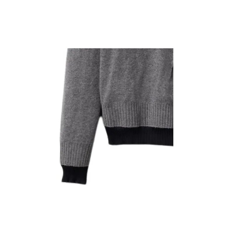 MIU MIU Silk Cashmere V Neck Sweater Grigio Blu-6
