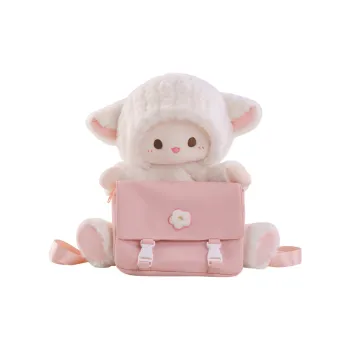Holding Bamboo Rabbit Fur Backpack Regular Women's White & Pink