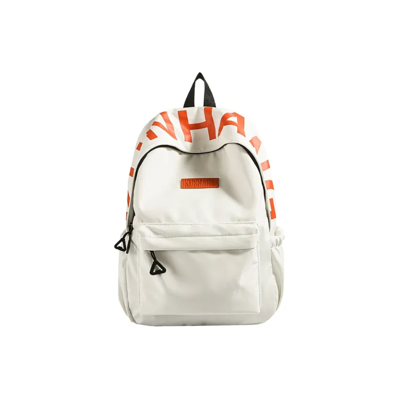 LUVISTRUE Nylon Fabric Backpack Unisex White/Black/Purple/Khaki/Pink-0