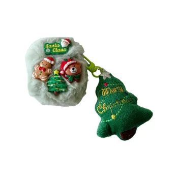 Kona Chun Compatible With AirPods 1/3/pro Plush Ins 3D Effect Plush Cute Green Christmas Fully Enclosed Headphone Cases