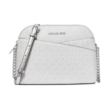 MICHAEL KORS Jet Set Travel Poly Coated Canvas Shoulder Bag, Crossbody Bag Medium Size Women's Silver
