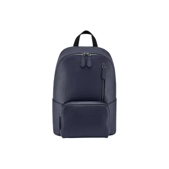 BVLGARI MAN Series Calfskin Backpack Large Size Men's Blue