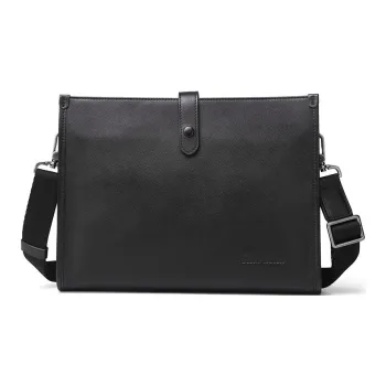 BISON DENIM Top Grain Cow Leather Crossbody Bag Shoulder Bag Regular Men's Black