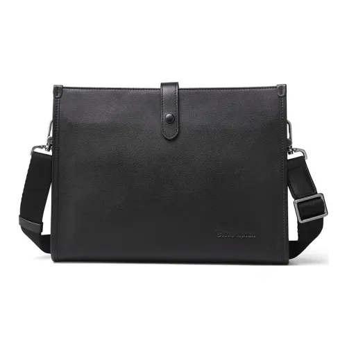 BISON DENIM Top Grain Cow Leather Crossbody Bag Shoulder Bag Regular Men's Black