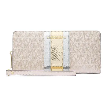 MICHAEL KORS Coated Canvas Wallet Tubas Women's White & Gold