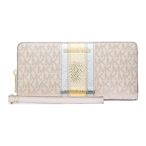 MICHAEL KORS Coated Canvas Wallet Tubas Women's White & Gold