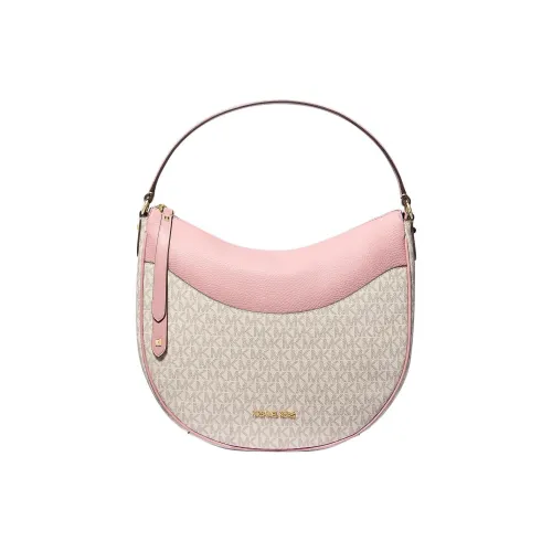MICHAEL KORS Dover Coated Canvas Handbag, Shoulder leather bag Large Size Women's White & Pink