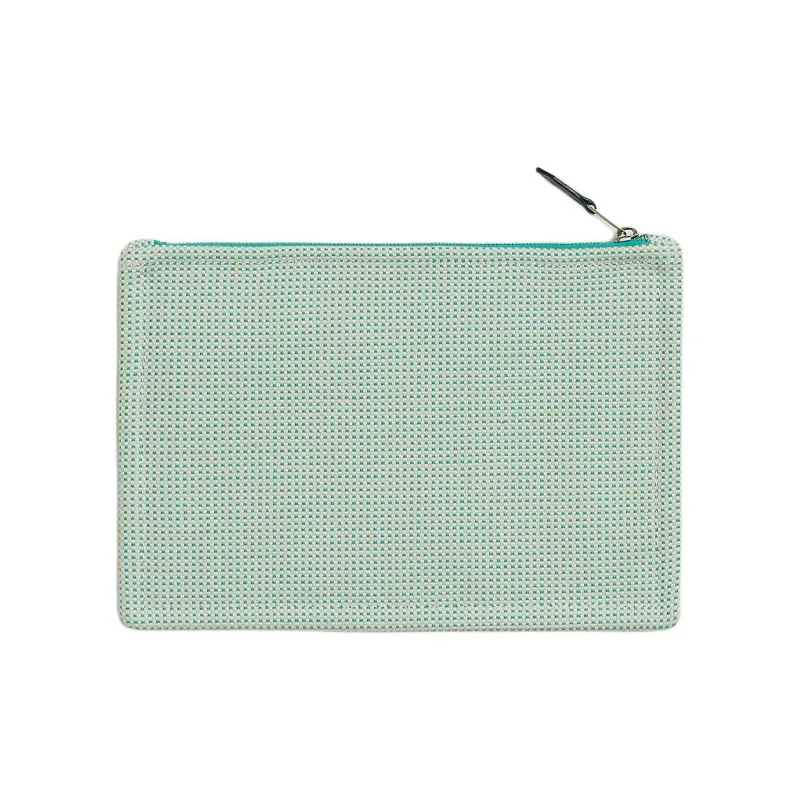 HERMES Cotton Storage Bags Clutches Small Size Unisex Cloud White & Mint Green-1