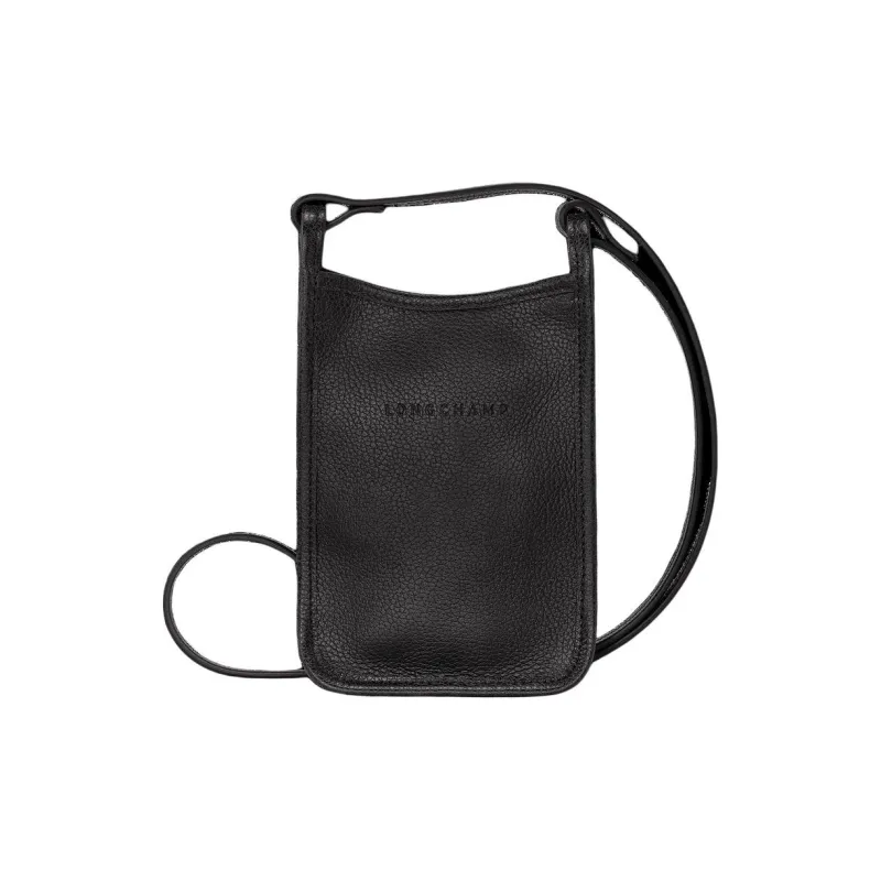 LONGCHAMP Le Foulonné Cow Leather Cell Phone Pouch Shoulder Bag Crossbody Bag Women's Black-1