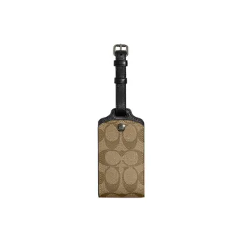 COACH Luggage Canvas With Calfskin Luggage Tag Pendant Bag Accessory Women's Brown