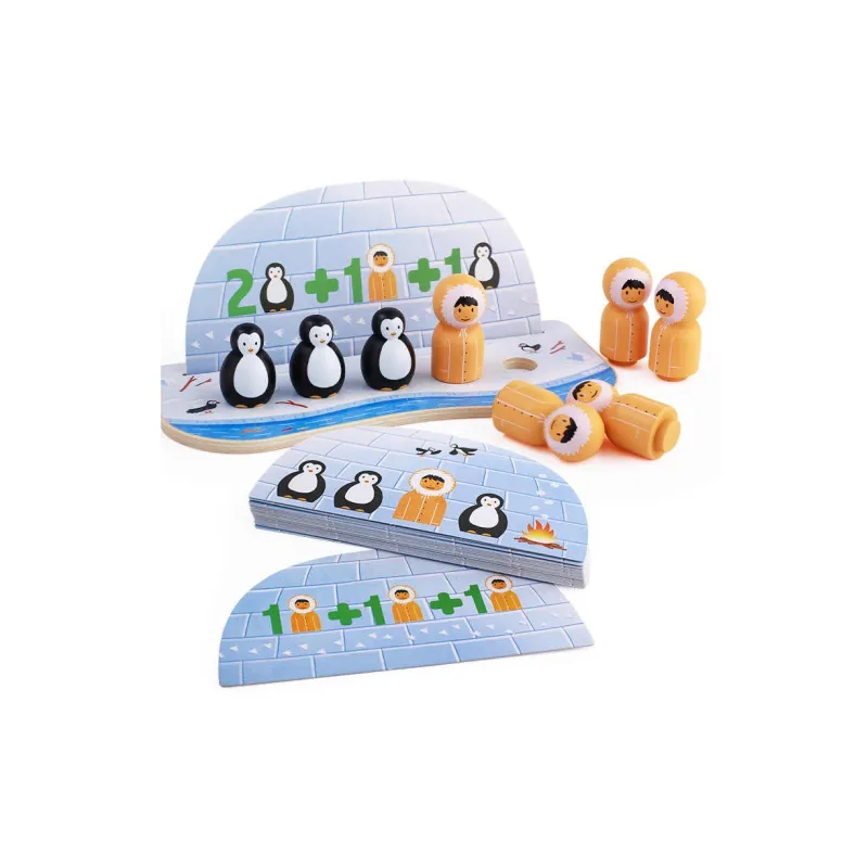 DJECO Antarctic Math Camp Tabletop Game Penguin Addition And Subtraction Board Games-2