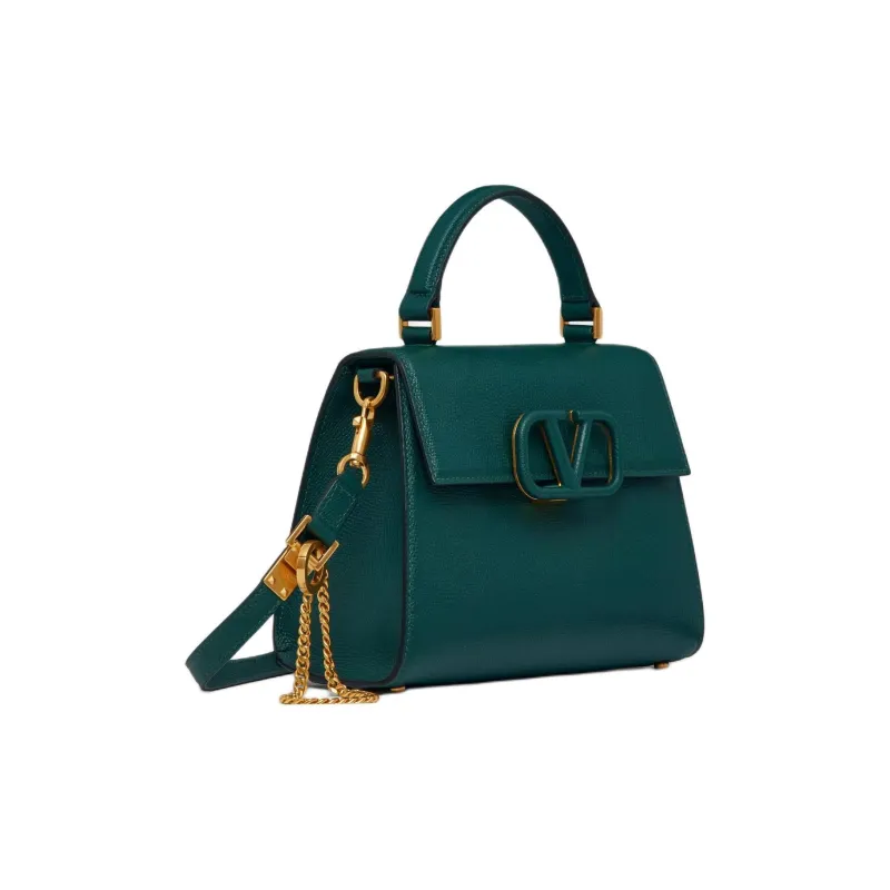 Valentino VSLING Grain Calfskin Shoulder Bag, Crossbody Bag, Handbag Trumpets Women's UK Green-1