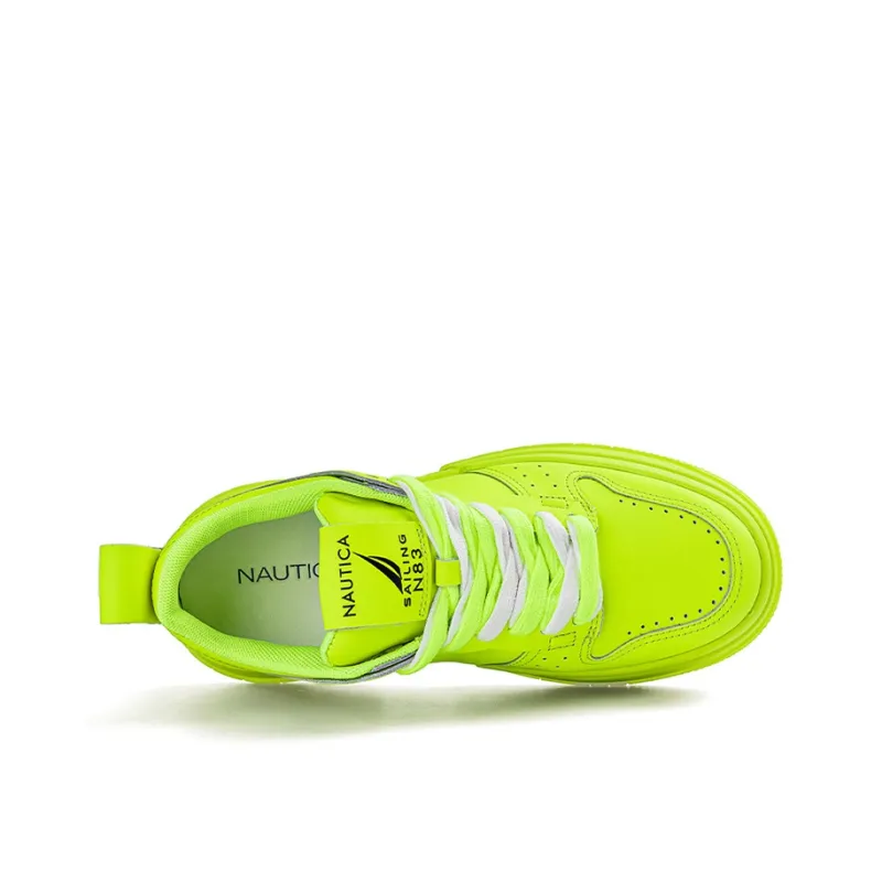 NAUTICA Wear Resistant Height Increasing Low Top Skateboard Shoes Women's Neon Yellow-4