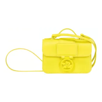 LONGCHAMP BOX TROT Cow Leather Handbag, Shoulder Bag, Crossbody Bag Mini Women's Yellow