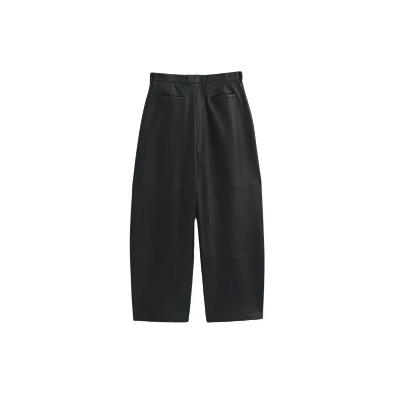 ZARA Leather Pants Men Gray-1