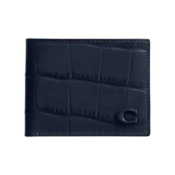 COACH Calfskin Wallet Mini Men's Marine Blue