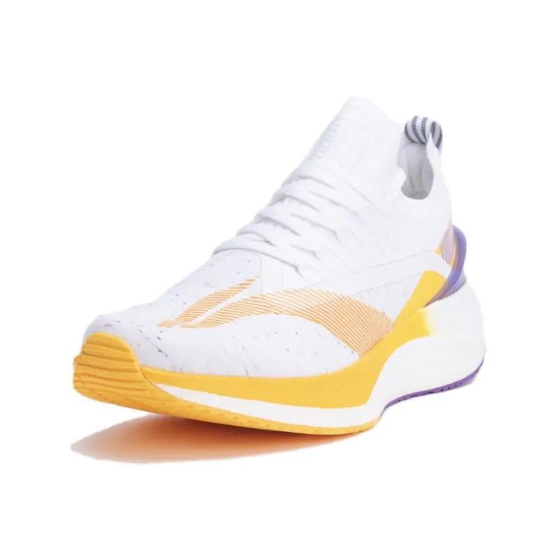 LiNing YueYing Element Cushioning Breathable Low-Top Running Shoes Men's White Orange-3