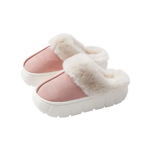 Yalu Fall And Winter Minimalist Style Platform Comfortable Latex Fleece Slippers For Women's Home Indoor Warm Slippers