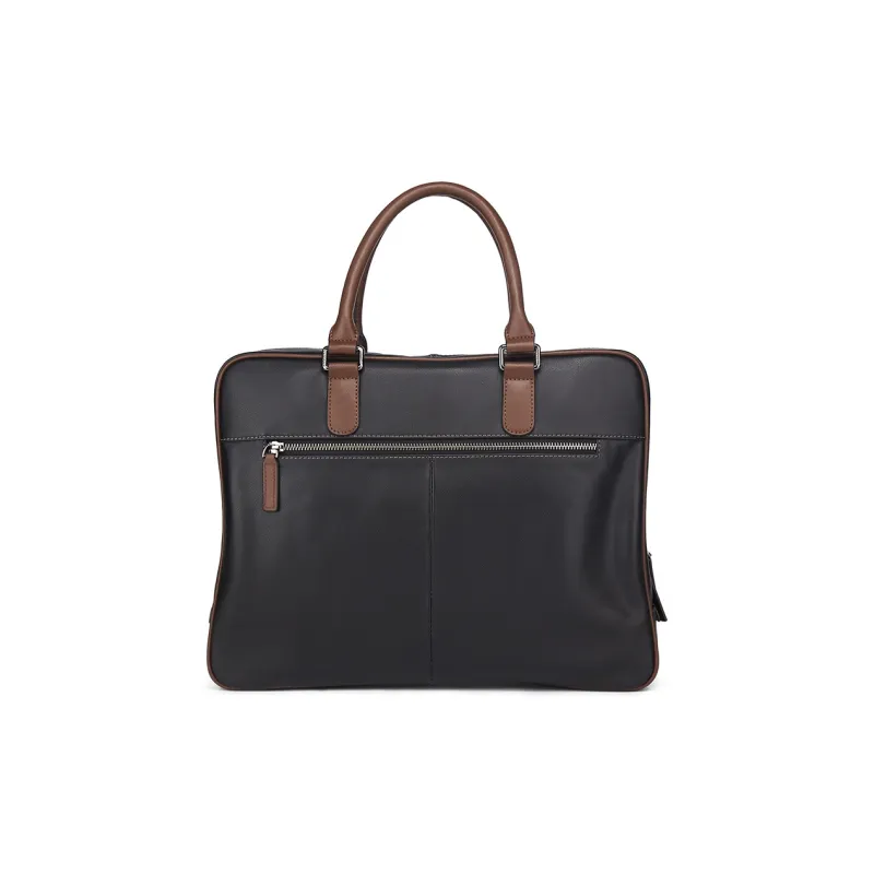 BISON DENIM Cow Leather Handbags Briefcases Men's Black-2