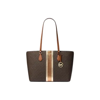 MICHAEL KORS Coated Canvas Tote Bag, Shopping Bag, Shoulder Bag, Handbag Large Size Women's Brown