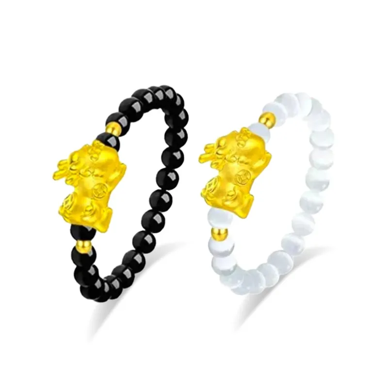 D.K.X Glass Cat Eye Jade Rings Unisex-4