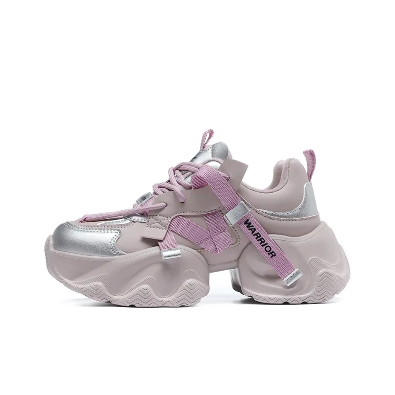 Warrior Warm And Wear Resistant Low Top Chunky Sneakers Women's Purple Silver-0