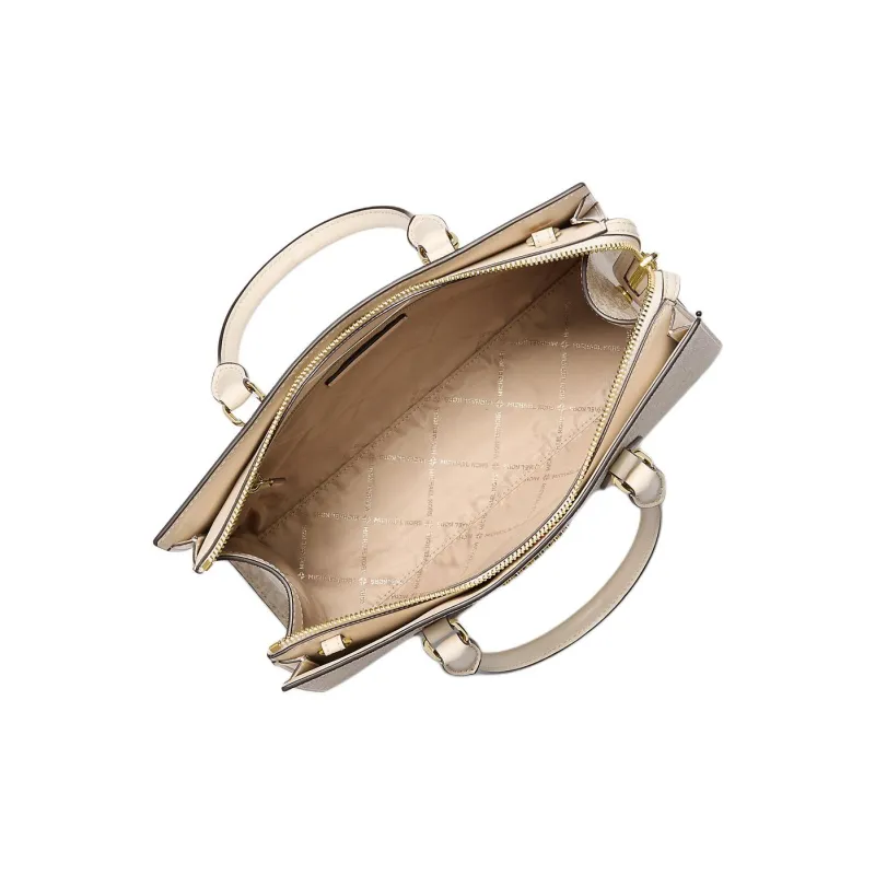 MICHAEL KORS Coated Canvas Shoulder Bag, Crossbody Bag, Handbag Medium Size Women's White & Gold-1
